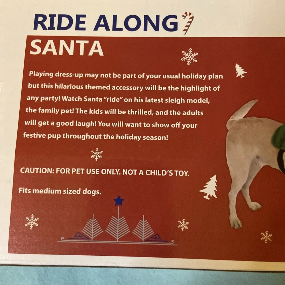 Ride Along Santa Dog Halter Costume Size Medium NIB Christmas Animal New